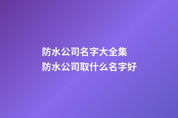 防水公司名字大全集 防水公司取什么名字好-第1張-公司起名-玄機(jī)派
